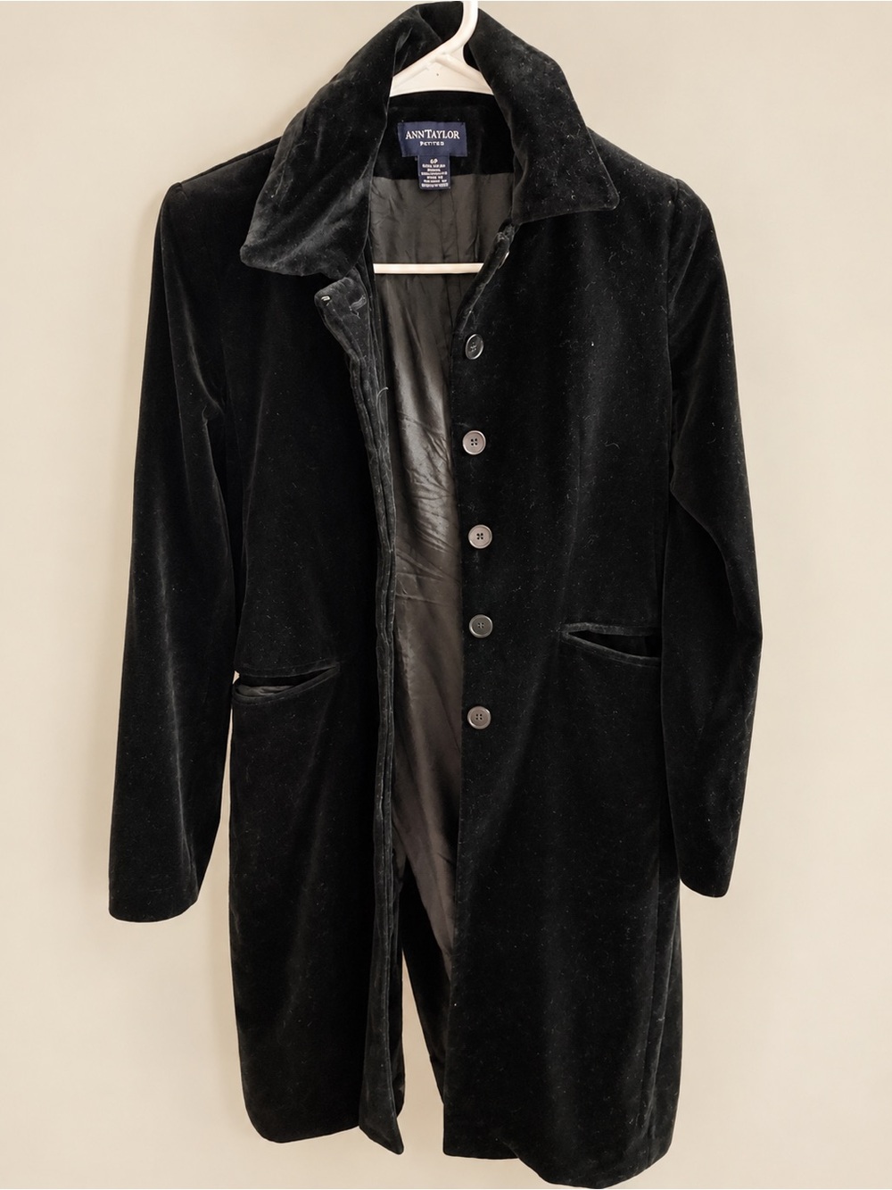 Ann Taylor Black Velvet Trench Coat